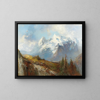 the Ortler and the Königsspitze from the Malserhaide pastures in Tyrol - Adolf Obermüllner — framed artwork on a wall