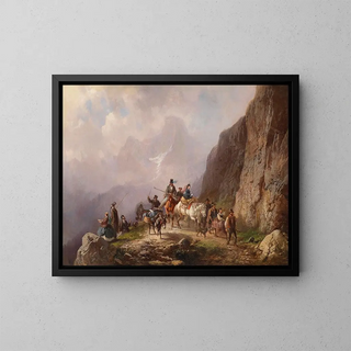 Société urbaine en excursion en montagne - Adolf Schmidt — framed artwork on a wall
