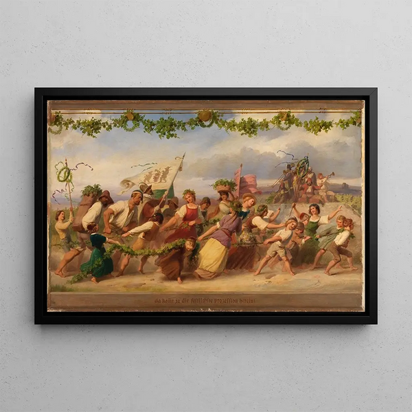 Triumph of King Vin 1 painting - Adolf Schrödter — framed artwork on a wall