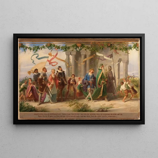 Triumph of King Vin, 4th painting - Adolf Schrödter — framed artwork on a wall