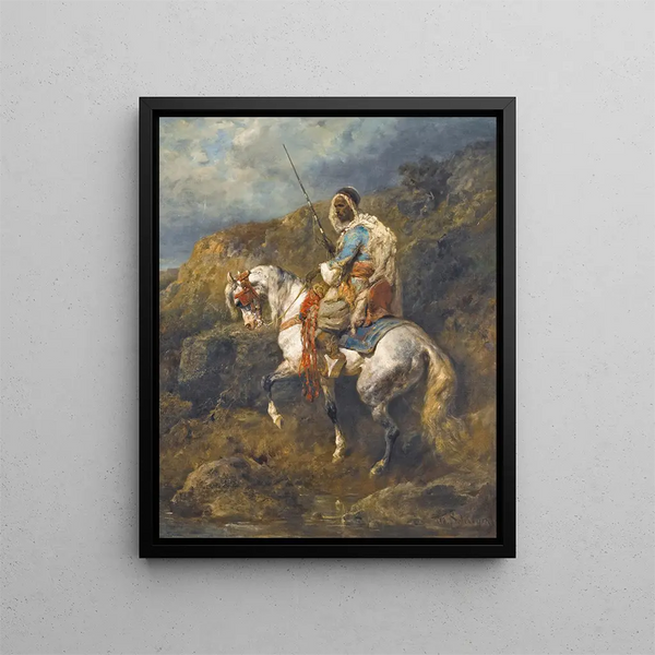 Cavalier arabe - Adolf Schreyer — framed artwork on a wall