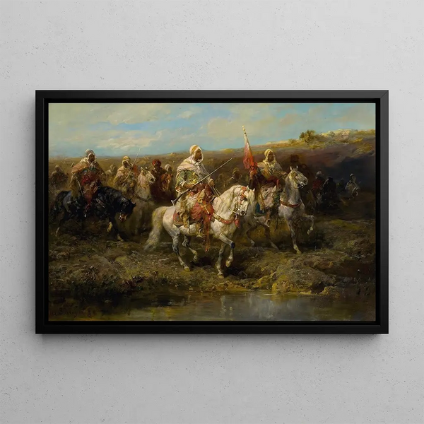 Cavalier arabe - Adolf Schreyer — framed artwork on a wall
