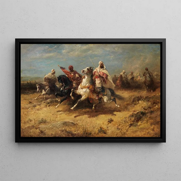 Arab Cavaliers - Adolf Schreyer — framed artwork on a wall