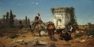 Adolf Schreyer - Arabs Resting by a Marble Fountain.webp