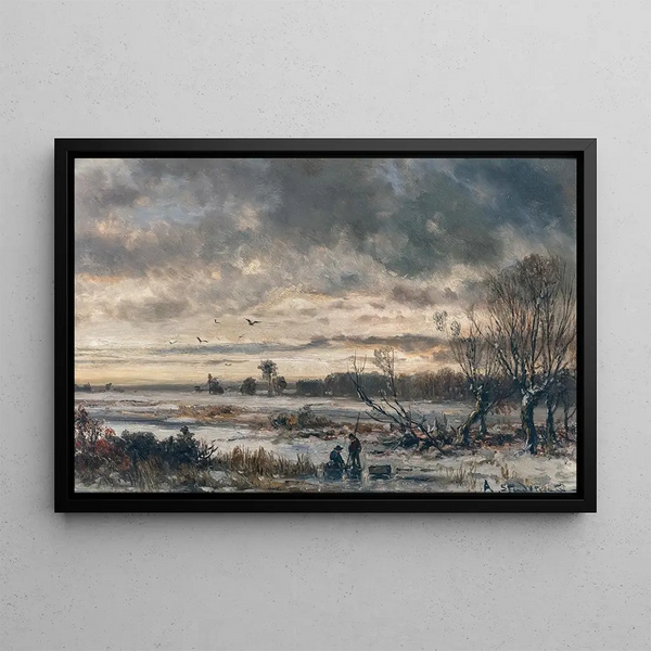 Ice Fishing - Adolf Stademann — framed artwork on a wall