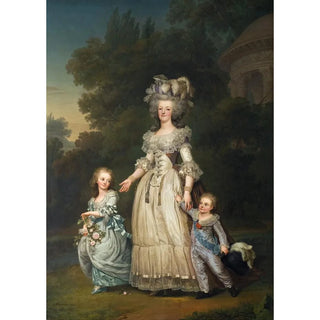 La reine Marie-Antoinette de France et deux de ses enfants se promenant dans le parc de Trianon - Adolf Ulrik Wertmüller — artwork view