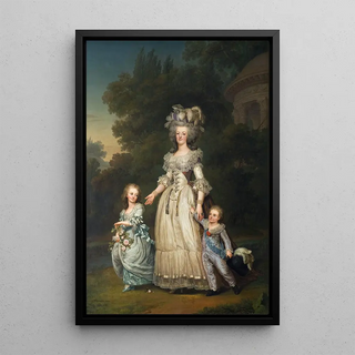La reine Marie-Antoinette de France et deux de ses enfants se promenant dans le parc de Trianon - Adolf Ulrik Wertmüller — framed artwork on a wall