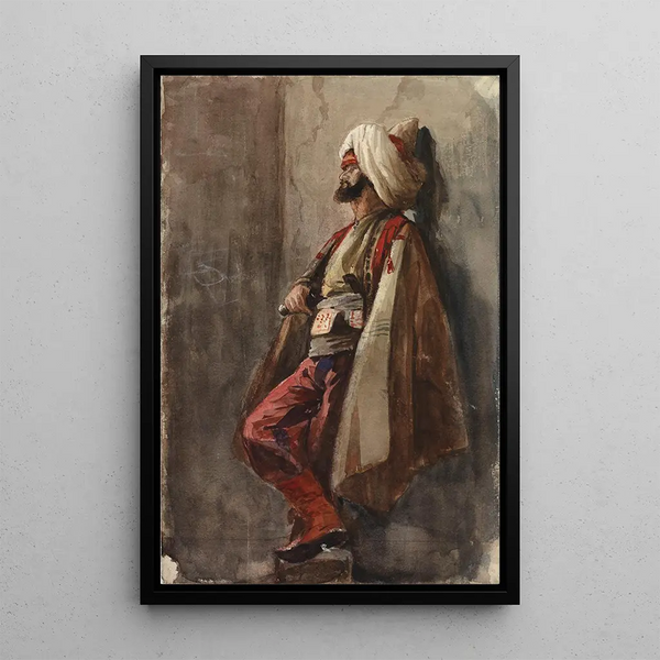 an oriental man in a suit - Adolf von Becker — framed artwork on a wall