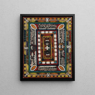 L'île commerciale et industrielle de Corfou dans la mer Baltique - Adolf Wölfli — framed artwork on a wall