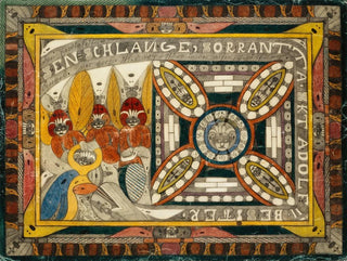 the giant serpent Sorrantta, three angels of eternity, and the great Saint Adolf Strn in the old creation - Adolf Wölfli — artwork view