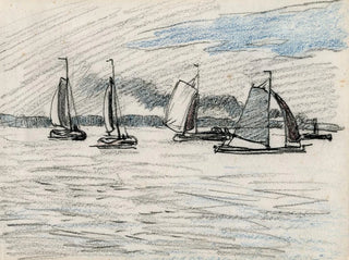 Bateaux à voile sur une surface d'eau - Adolf le Comte — artwork view
