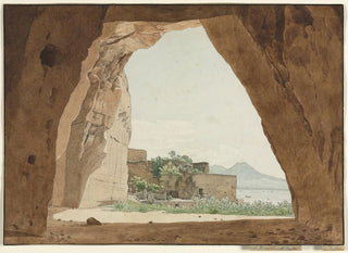 Vésuve et la baie de Naples depuis une grotte - Adolf von Heydeck — artwork view