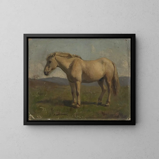 A gray horse - Adolph Tidemand — framed artwork on a wall