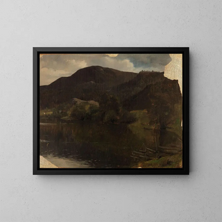 A lake - Adolph Tidemand — framed artwork on a wall