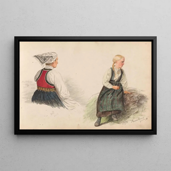 Mariée Dnaat Anfinnsdatter Opheim Ranveig Andersdatter Kvåle - Adolph Tidemand — framed artwork on a wall