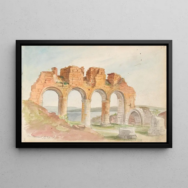 Ruins of Hamar Cathedral - Adolph Tidemand — framed artwork on a wall