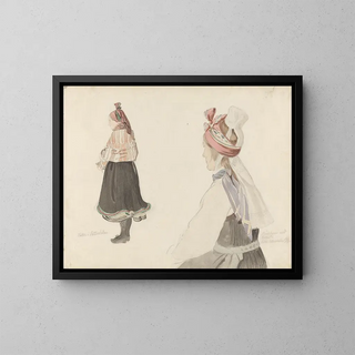 Study of costumes in Valle in Setesdal - Adolph Tidemand — framed artwork on a wall