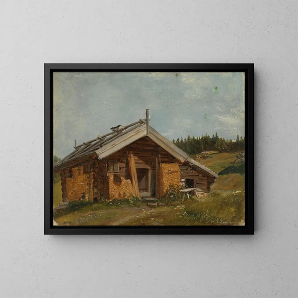 Ferme à Bolkesj - Adolph Tidemand — framed artwork on a wall