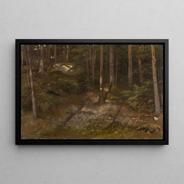 Forest Study Painting - Adolph Tidemand — framed artwork on a wall