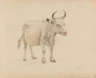 Cow with horns - Adolph Tidemand — artwork view