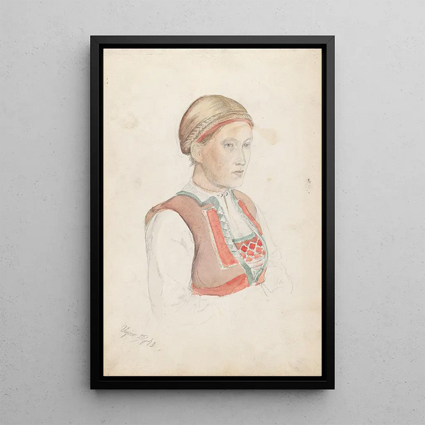 Woman in Bust Viky - Adolph Tidemand — framed artwork on a wall