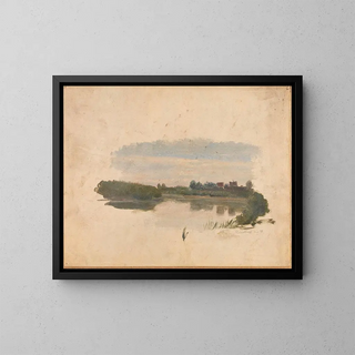 Landscape Study - Adolph Tidemand — framed artwork on a wall