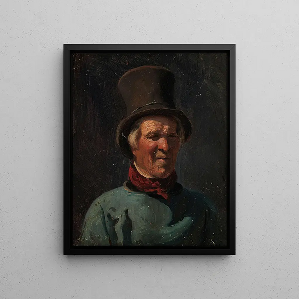 Man with Hat - Adolph Tidemand — framed artwork on a wall