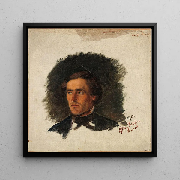 Portrait of Farmer Sten Tollefsen of Sandaak - Adolph Tidemand — framed artwork on a wall