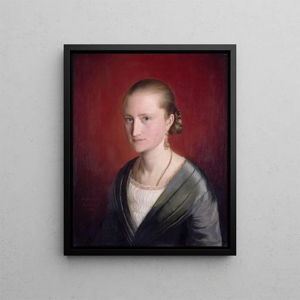 Portrait of Claudine Jaeger - Adolph Tidemand — framed artwork on a wall