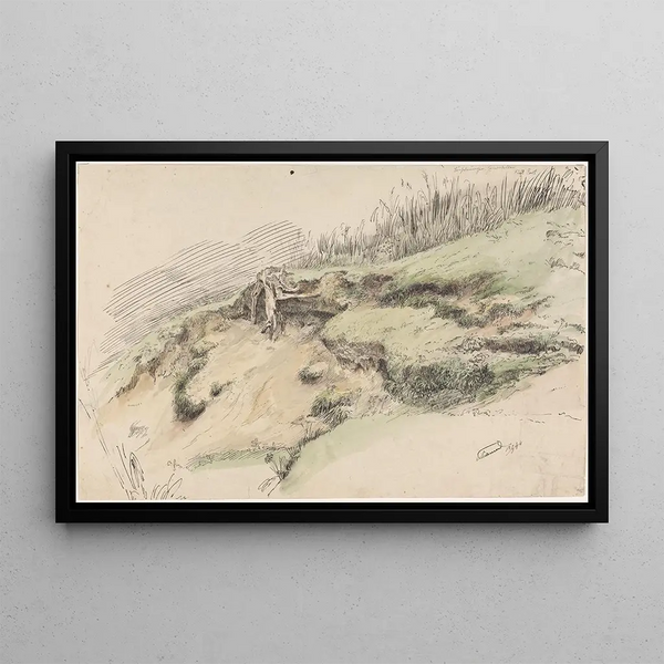Sandfall - Adolph Tidemand — framed artwork on a wall