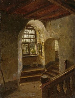 Adolph Tidemand - Stairway in a Castle by the Rhine.webp