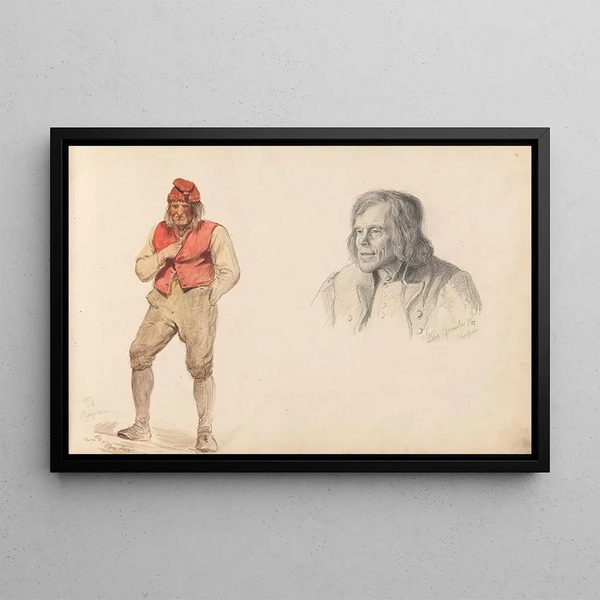 Standing Man at Ringheim, Lars Knutson Kvle, Vossevangen - Adolph Tidemand — framed artwork on a wall