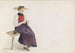 Young girl knitting with a wide hat at Meiringen - Adolph Tidemand — artwork view