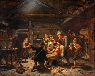 The wounded bear hunter - Adolph Tidemand — artwork view