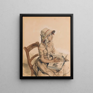 Fräulein Maercker - Adolph von Menzel — framed artwork on a wall