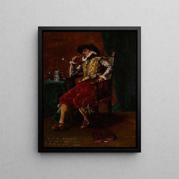 Cavalier fumant - Adolphe Alexandre Lesrel — framed artwork on a wall