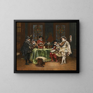 Interior with Troubadours - Adolphe Alexandre Lesrel — framed artwork on a wall
