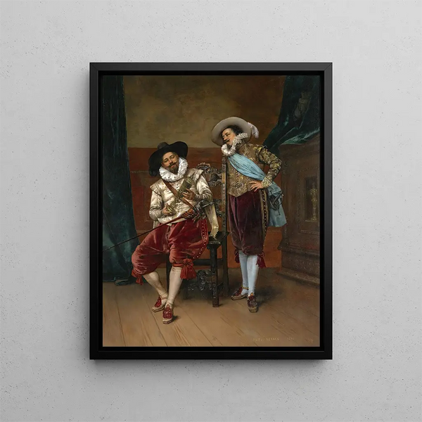 Les cavaliers - Adolphe Alexandre Lesrel — framed artwork on a wall