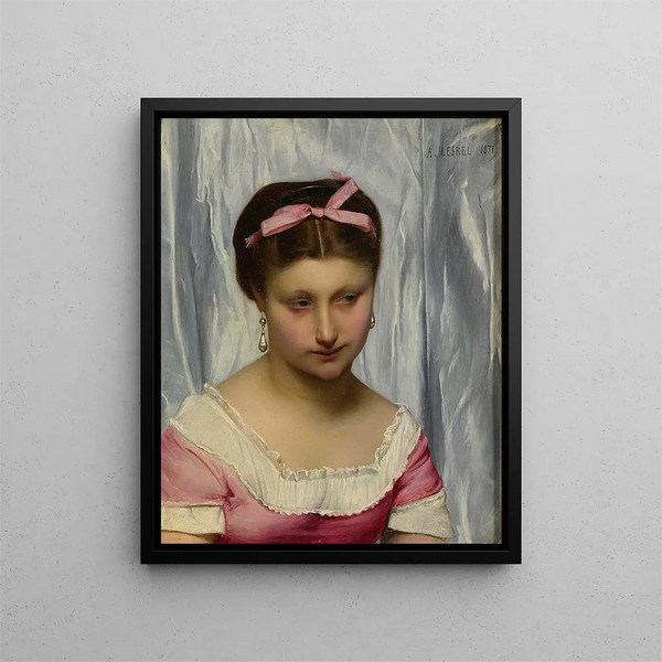 The pink ribbon - Adolphe Alexandre Lesrel — framed artwork on a wall