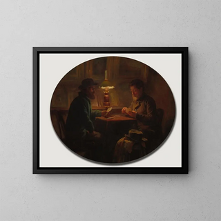 Card game at Pré Martin - Adolphe Félix Cals — framed artwork on a wall