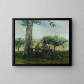 The farm garden of Saint-Simon in Honfleur - Adolphe Félix Cals — framed artwork on a wall