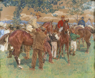 The paddock before the derby - Adolphe Gustave Binet — artwork view
