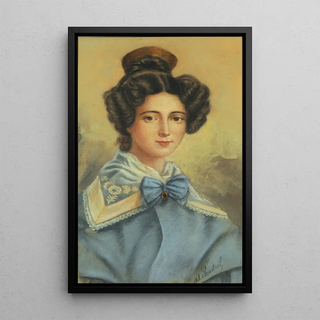Portea dressed in sky blue - Adolphe Hastrel de Rivedoux — framed artwork on a wall
