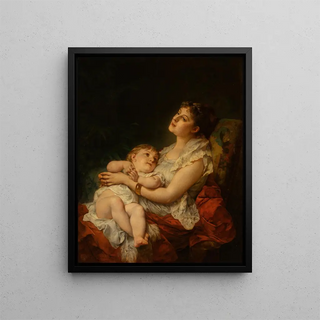 L'amour d'une mère - Adolphe Jourdan — framed artwork on a wall