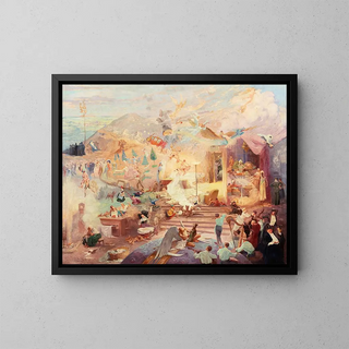 Fantasmagorical scene also called Liberty - Adolphe Léon Willette — framed artwork on a wall