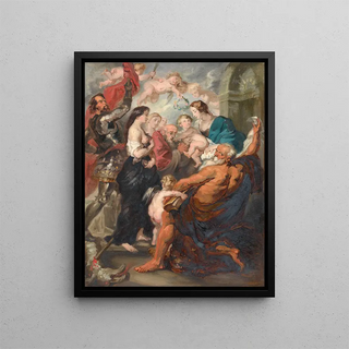 La Madone accompagnée de saints - Adolphe Léonard De Mol — framed artwork on a wall