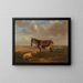 Sheep and donkey in front of a vast landscape - Adolphe Malherbe — framed artwork on a wall