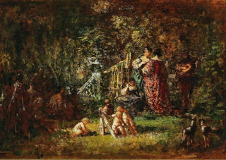 Round of love in a park landscape - Adolphe Monticelli — artwork view