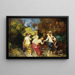 Six bathers - Adolphe Monticelli — framed artwork on a wall