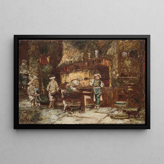 La Cuisine de la Rôtisserie des Deux Paons - Adolphe Monticelli — framed artwork on a wall